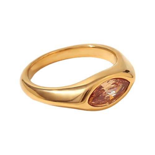 FIRSTXIU Luxuriöse Farbenfrohe Pferdauge Zirkonringe 18K Gold Plattierte Ringe Alltag Tragen Schmuck Mode Finger Accessoires Buntem Mode von FIRSTXIU