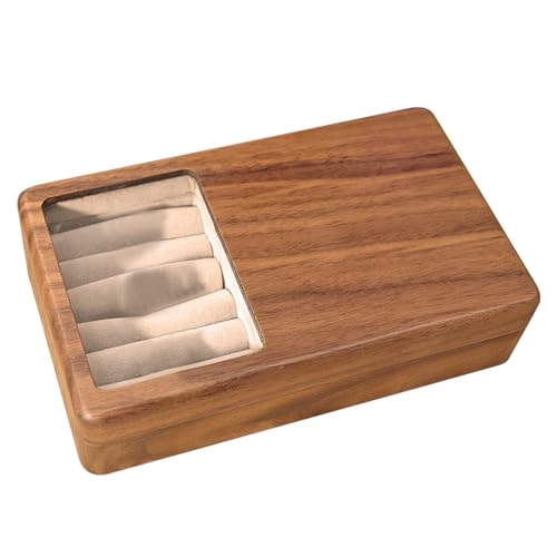 FIRSTXIU Luxuriöser Walnussholz Holzschmuck Keeper Elegant Walnussholzschmuck Koffer Mit Gläser Stilvoller Speicher Organisatoren Moderne Home Decors Ergänzung von FIRSTXIU