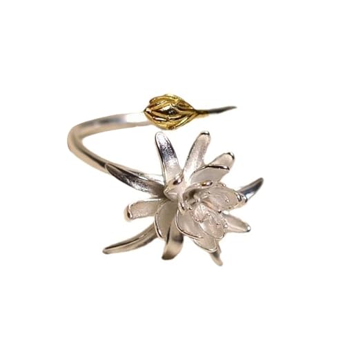 FIRSTXIU Mehrzweck Elegante Verstellbare Ringe Mit Nachtblühungen Cereus Blumendesigns In Robusten Legierungsmaterialien Elegante Blütenringe von FIRSTXIU
