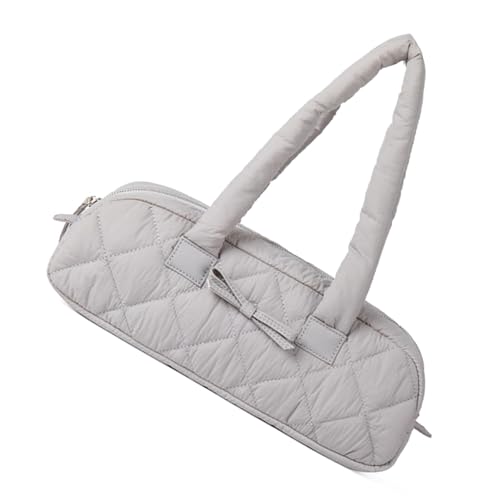 FIRSTXIU Mehrzweck Gelegenheits Umhängetasche Für Moderne Frauen Gesteppte Plaids Muster Puffer Handtasche Handtasche Mit Bögen Für Den Täglichen Gebrauch Elegante Pendlertasche von FIRSTXIU