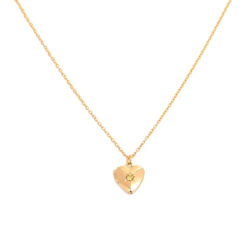 FIRSTXIU Mehrzweckherzherzfoto Box Halskette Mode Metall Geburtsstein Halskette Legierung Textur Geeignet Für Mode Damen Kupferschmuck Geeignet von FIRSTXIU