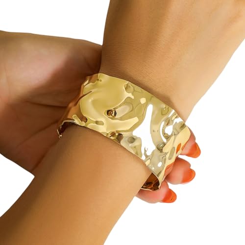 FIRSTXIU Metall Punk Armband Mit Geometrischer V Notch Und Hämmerung Oberflächen Strukturierter Metallarmarm Für Alternative Mode Industriestil Manschette von FIRSTXIU