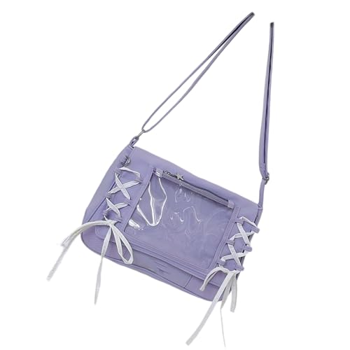 FIRSTXIU Mode Durchscheinende Umhängetasche Mit Schwarzem Ribbon Geräumige Innenverkäufer Taschen Unisex Design Atmungsaktives Mesh Crossbody Bag Mit Bögen Design von FIRSTXIU