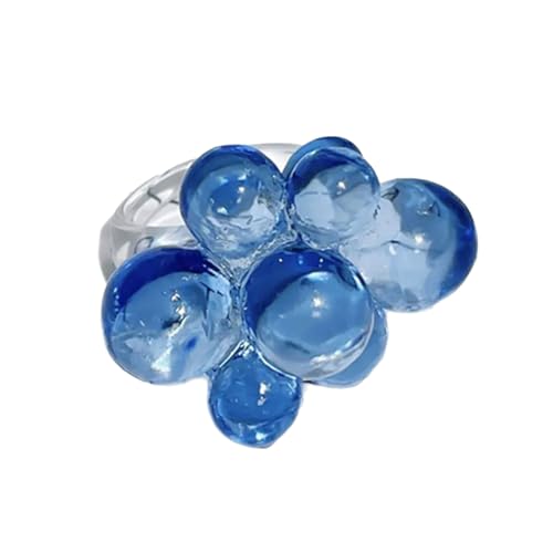 FIRSTXIU Mode Perlen Acrylringe Übertriebene Blumenringe Acryl Textur Für Jugendliche Frauen Die Einzigartige Accessoires Lieben von FIRSTXIU