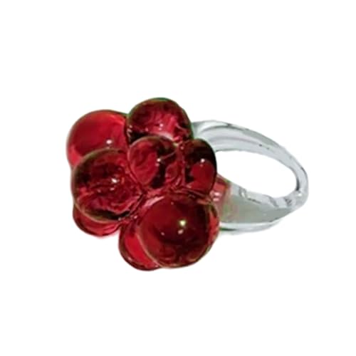 FIRSTXIU Mode Perlen Acrylringe Übertriebene Blumenringe Acryl Textur Für Jugendliche Frauen Die Einzigartige Accessoires Lieben von FIRSTXIU