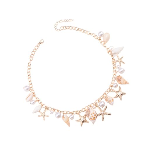 FIRSTXIU Modeschale Anhänger Halskette Perlen Halskette Essentiell Elegante Accessory Perlen Neckschmuck Für Frau Mädchen Strand von FIRSTXIU