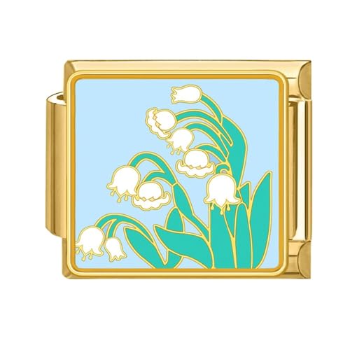FIRSTXIU Modulare Schmuckbefunde Perlen Armbandmodul Blumen Thema Schmuck Making Teil Charm Link Edelstahl Textur Austauschbare Komponenten von FIRSTXIU