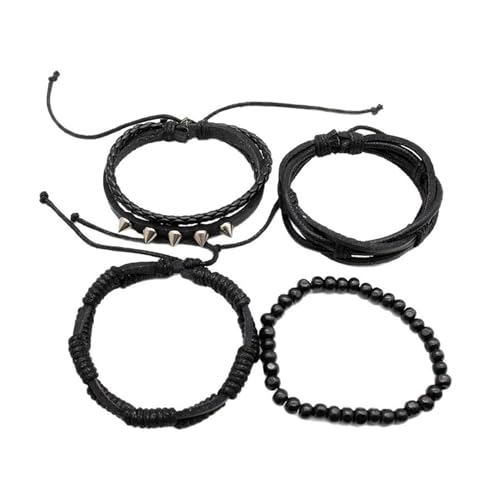 FIRSTXIU Packung 4 Punkstile Lederarmbänder Mit Metallstollen Geflochten FIRSTXIU Packung 4 Punkstile Lederarmbänder Mit Metallstollen Geflochten von FIRSTXIU