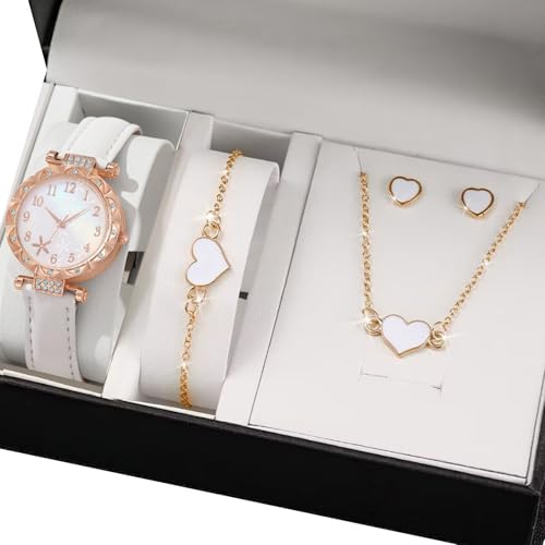 FIRSTXIU Passende Uhrenschmuck Set Halskette Armband Ringe Ohrringe Moderne Legierungszubehör Schmetterlingsbethema Alloy Fashion Set Women Mode Schmuck von FIRSTXIU