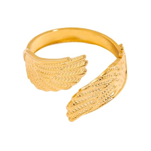 FIRSTXIU Retro Stile Frieden Und Freiheiten Ringe Mit Einzigartigen Taubenflügel Designs Handwerk Von Robusten Edelstahlmaterialien Verstellbare Offene Ringe von FIRSTXIU