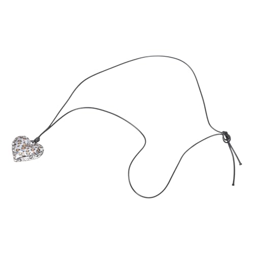 FIRSTXIU Schöne Frauen Mode Halskette Mit Retro Leopard Heart Und Star Anhänger Auf Verstellbarer Langer Seilkette Verstellbare Seilkette von FIRSTXIU
