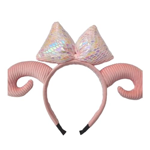 FIRSTXIU Schöne Schaf Horn Haar Hoop Cosplay Animes Charakter Haarband Auffällige Maskeraden Rollenspiele Stirnbänder Für Teenager Schaf Horn Animes Halloween Hairhoop von FIRSTXIU