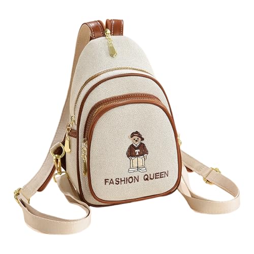 FIRSTXIU Stilvolle Crossbody Geldbörse Mit Gestickten Bärenkunstwerk Multiple Traging Option Chestasche Für College Studenten Reisende Mode Casual Umhängetasche von FIRSTXIU