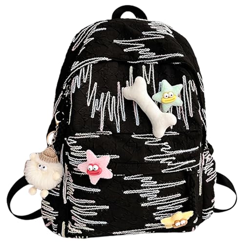 FIRSTXIU Stilvolle Teen Girls Daypack Große Kapazität Nylon Schulbuchbeutel Korean Süßer Buntes Rucksack Für Die Schule Und Lässigen Gebrauch Süßer Mode Rucksack von FIRSTXIU