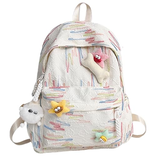 FIRSTXIU Stilvolle Teen Girls Daypack Große Kapazität Nylon Schulbuchbeutel Korean Süßer Buntes Rucksack Für Die Schule Und Lässigen Gebrauch Süßer Mode Rucksack von FIRSTXIU