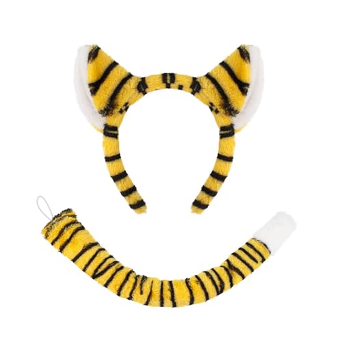 FIRSTXIU Tigre Ears Stirnband Bowtie Tail Tigre Kostüme Für Halloween Kostüme Cosplay Party Requisiten Kinder Tierkleid Eingerichtet Cosplay Kostüm von FIRSTXIU