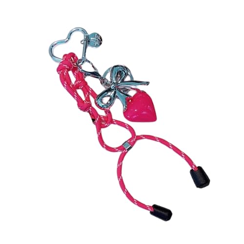 FIRSTXIU Trendy Bows Bag Ornament Schlüsselbeutel Anhänger Mit Geflochtener Schnur Und Herzdetail Charme Für Mode Enthusiasten Koreanischer Stil Keychain von FIRSTXIU
