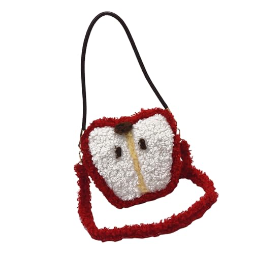 FIRSTXIU Urlaub Faux Lamm Wolle Plüsch Fruchtform Crossbody Geldbörse In Weihnachtsstilen Festivals Fleece Umhängetasche Kleine Handtasche Weihnachtsfruchtform Crossbody Tasche von FIRSTXIU