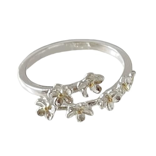 FIRSTXIU Verstellbare Ringe Mit Blumendetails Verstellbarer Silberfarbener Ringe Schmuck Der Exquisite Blumenhandwerkskunstkupfer Zeigt von FIRSTXIU