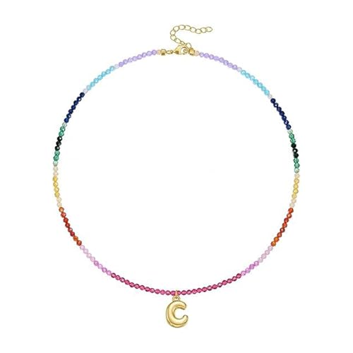 FIRSTXIU Verstellbarer Regenbogen Brudel Brepuld Letter Halskette Mit Farbenfrohen Edelsteinen Perlen 14K Gold Plattiert Strandschmuck Accessoire Frauen Farbenfrohe Strandschmuck FIRSTXIU Verstellbarer Regenbogen Brudel Brepuld Letter Halskette Mit Farbenfrohen Edelsteinen Perlen 14K Gold Plattiert Strandschmuck Accessoire Frauen Farbenfrohe Strandschmuck von FIRSTXIU