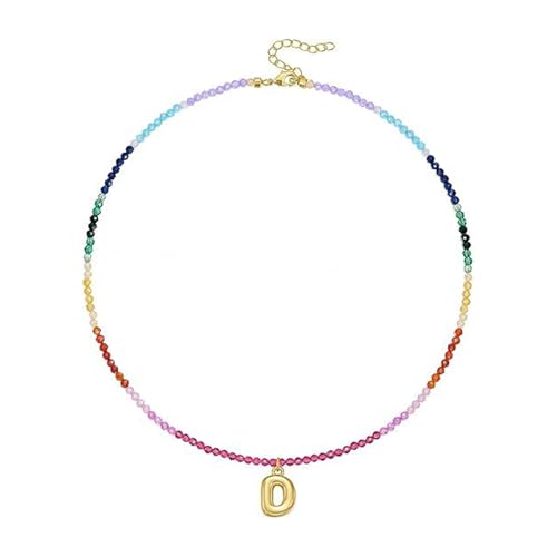 FIRSTXIU Verstellbarer Regenbogen Brudel Brepuld Letter Halskette Mit Farbenfrohen Edelsteinen Perlen 14K Gold Plattiert Strandschmuck Accessoire Frauen Farbenfrohe Strandschmuck FIRSTXIU Verstellbarer Regenbogen Brudel Brepuld Letter Halskette Mit Farbenfrohen Edelsteinen Perlen 14K Gold Plattiert Strandschmuck Accessoire Frauen Farbenfrohe Strandschmuck von FIRSTXIU