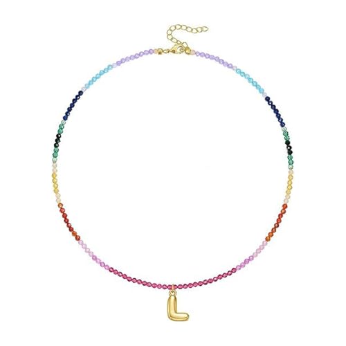 FIRSTXIU Verstellbarer Regenbogen Brudel Brepuld Letter Halskette Mit Farbenfrohen Edelsteinen Perlen 14K Gold Plattiert Strandschmuck Accessoire Frauen Farbenfrohe Strandschmuck FIRSTXIU Verstellbarer Regenbogen Brudel Brepuld Letter Halskette Mit Farbenfrohen Edelsteinen Perlen 14K Gold Plattiert Strandschmuck Accessoire Frauen Farbenfrohe Strandschmuck von FIRSTXIU