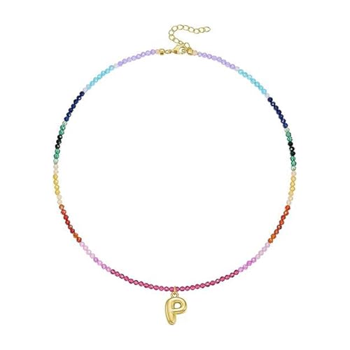 FIRSTXIU Verstellbarer Regenbogen Brudel Brepuld Letter Halskette Mit Farbenfrohen Edelsteinen Perlen 14K Gold Plattiert Strandschmuck Accessoire Frauen Farbenfrohe Strandschmuck FIRSTXIU Verstellbarer Regenbogen Brudel Brepuld Letter Halskette Mit Farbenfrohen Edelsteinen Perlen 14K Gold Plattiert Strandschmuck Accessoire Frauen Farbenfrohe Strandschmuck von FIRSTXIU