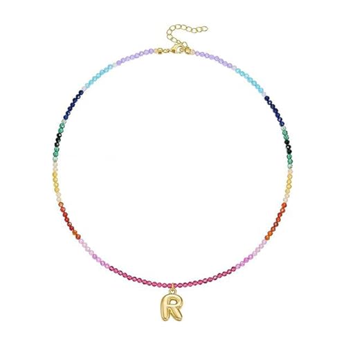FIRSTXIU Verstellbarer Regenbogen Brudel Brepuld Letter Halskette Mit Farbenfrohen Edelsteinen Perlen 14K Gold Plattiert Strandschmuck Accessoire Frauen Farbenfrohe Strandschmuck FIRSTXIU Verstellbarer Regenbogen Brudel Brepuld Letter Halskette Mit Farbenfrohen Edelsteinen Perlen 14K Gold Plattiert Strandschmuck Accessoire Frauen Farbenfrohe Strandschmuck von FIRSTXIU