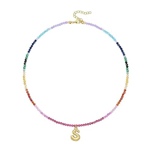 FIRSTXIU Verstellbarer Regenbogen Brudel Brepuld Letter Halskette Mit Farbenfrohen Edelsteinen Perlen 14K Gold Plattiert Strandschmuck Accessoire Frauen Farbenfrohe Strandschmuck FIRSTXIU Verstellbarer Regenbogen Brudel Brepuld Letter Halskette Mit Farbenfrohen Edelsteinen Perlen 14K Gold Plattiert Strandschmuck Accessoire Frauen Farbenfrohe Strandschmuck von FIRSTXIU