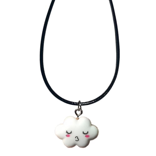 FIRSTXIU Wolken Gesichtsanhänger Halskette Einstellbare Länge Schlüsselbeinkette Mode Neckkette Stylish Damen Fashion Accessoire Green Wachs Seilkette von FIRSTXIU