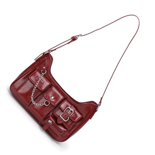 Frauen Umhängetasche Multi Pockets Grunge Bag Pu Leder Boten Große Kapazität Crossbody Für Winter Multi Tockets Crossbody Frauen PU Leder Schulter Ästhetische Grunge von FIRSTXIU