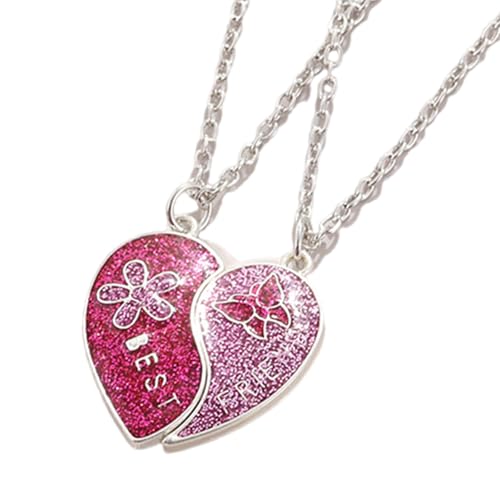 Freundschaft Halskette Set Mit Magnetischer Schmetterlingsblume Zauber Frauen Herz Anhänger Halskette Mit Schmetterlingsblumengeschenk Für Sie von FIRSTXIU