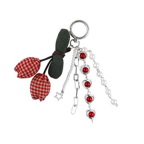 Fruchtform Schlüsselkette Fashion Schlüsselinhaber Perlen Herzstern Schlüsselbund Hängern Ornamentautos Schlüsselringe Für Taschendekoration Kirschform Keychain Perlen Herzstern Schlüsselring Bag von FIRSTXIU