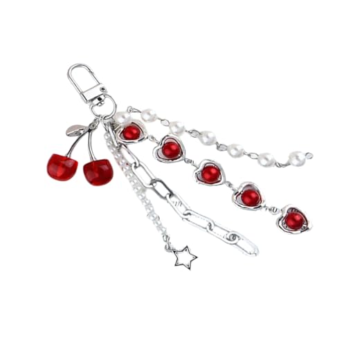 Fruchtform Schlüsselkette Fashion Schlüsselinhaber Perlen Herzstern Schlüsselbund Hängern Ornamentautos Schlüsselringe Für Taschendekoration Kirschform Keychain Perlen Herzstern Schlüsselring Bag von FIRSTXIU