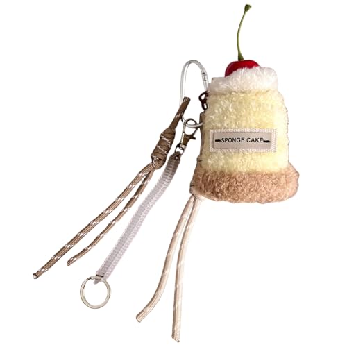Handgefertigter Schlüsselbund Weiche Plüsch Kuchen Serie Tasche Anhänger Mode Keyring Rucksack Dekoration Für Frauen Und Studenten Dessert Kaffee Keychain von FIRSTXIU
