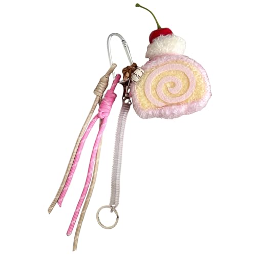 Handgefertigter Schlüsselbund Weiche Plüsch Kuchen Serie Tasche Anhänger Mode Keyring Rucksack Dekoration Für Frauen Und Studenten Dessert Kaffee Keychain von FIRSTXIU