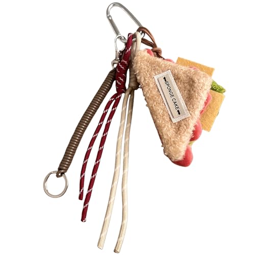 Handgefertigter Schlüsselbund Weiche Plüsch Kuchen Serie Tasche Anhänger Mode Keyring Rucksack Dekoration Für Frauen Und Studenten Dessert Kaffee Keychain von FIRSTXIU
