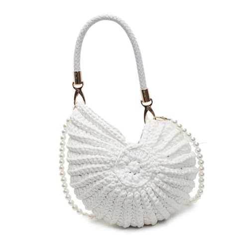 Handgewebte Crossbody Tasche Für Frauen Trendige Umhängetasche Stylische Handtasche Dating Muscheln Häkelschale Geldbörse Frauen Handgewebtes Crossbody Stilvolle Handtasche Schulter von FIRSTXIU