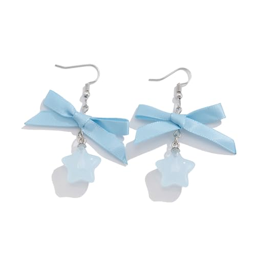 Komfortable Bowknot Band Und Star Dangle Ohrringe Für Frauen Acryl Mode Accessoire Verleihen Mode Outfit Bowknot Ohrringe Charme von FIRSTXIU
