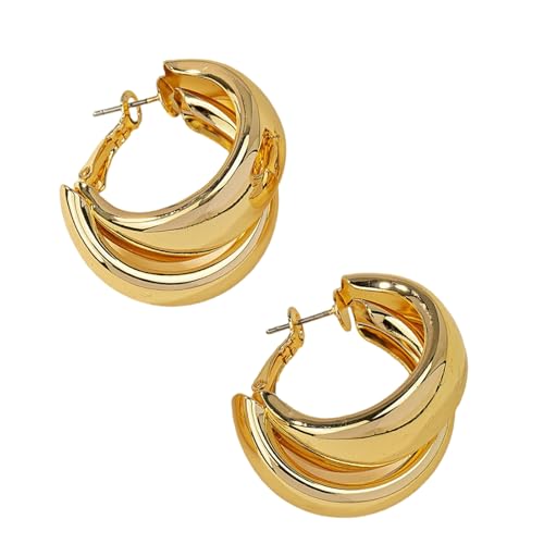 Kreise Reifen Ohrringe Modes Statement Schmucklegierung Textur Trendy Ohrschmuck Geeignet Für Frauen Und Mädchen Präsentieren Hoop Ohrringe von FIRSTXIU