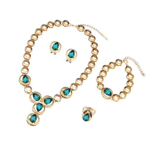 Kristallbrautschmuck Set Sprudelkristall Halskette Und Ringe Perlen Armband Drop Ohrring Für Frauen Hochzeit Outfit Hochzeit Halskette Ohrringe von FIRSTXIU