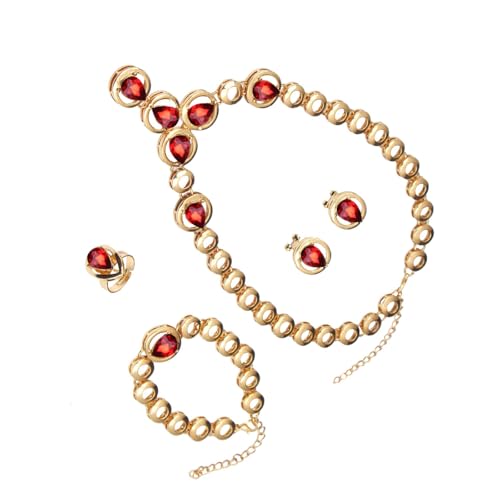 Kristallbrautschmuck Set Sprudelkristall Halskette Und Ringe Perlen Armband Drop Ohrring Für Frauen Hochzeit Outfit Hochzeit Halskette Ohrringe von FIRSTXIU