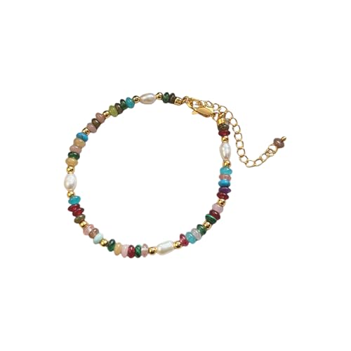 Lebendige Farb Perlenstein Und Süßwasserperlen Halskette Armband Für Frauen Mit Verstellbaren Längenketten Designs Party Verschleißschmuck von FIRSTXIU
