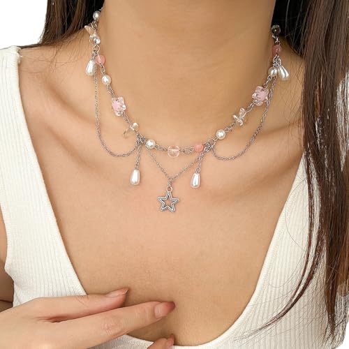 Leichte Multilayer Stern Charm Halskette Einstellbare Länge Imitation Perlen Halschain Legierung Schmuck Für Tägliche Tragenpunk Halskette Für Frauen Männer Männer Leichte Multilayer Stern Charm Halskette Einstellbare Länge Imitation Perlen Halschain Legierung Schmuck Für Tägliche Tragenpunk Halskette Für Frauen Männer Männer von FIRSTXIU