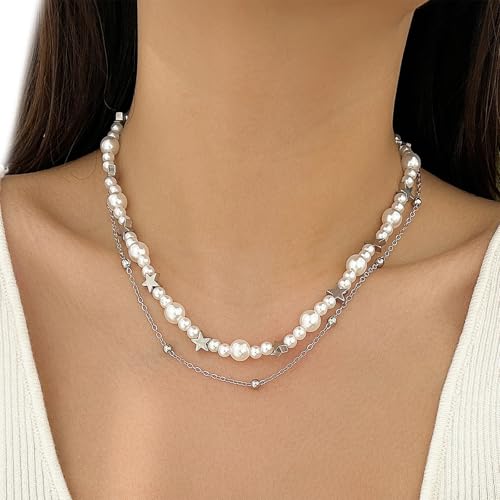 Leichte Multilayer Stern Charm Halskette Einstellbare Länge Imitation Perlen Halschain Legierung Schmuck Für Tägliche Tragenpunk Halskette Für Frauen Männer Männer Leichte Multilayer Stern Charm Halskette Einstellbare Länge Imitation Perlen Halschain Legierung Schmuck Für Tägliche Tragenpunk Halskette Für Frauen Männer Männer von FIRSTXIU