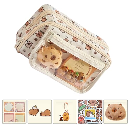 Mehrschichtiger Bleistiftbeutel Cartoon Tierstifte Hülle Beutel Brosche Aufkleber Große Kapazität Beutel Cartoon Capybara Hülle Große Kapazität von FIRSTXIU