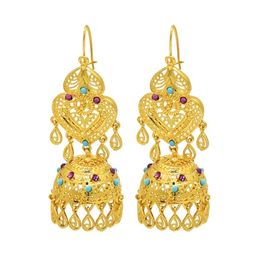 Mode Indische Jhumka Ohrringe Mit Goldbeschichtung Geometrischer Designs Party Dekoration Für Trendige Frauen Täglich Verlobungsohrringe Verwenden von FIRSTXIU