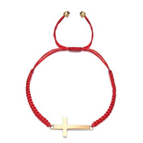 Mode Kruzifix Anhängerarmband Für Männer Und Frauen Geflochtenes Seilmerkmal Verstellbare Länge Handchain Schmuck Trendy Armband von FIRSTXIU