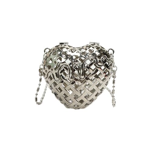 Mode Metall Ausgehöhlte Herzform Tasche Mit Kettengurt Frauen Crossbody Handtasche Für Partys Und Dates Modekette Geldbörse von FIRSTXIU