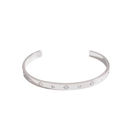 Mode Open Manschettenarmband Edelstahl Armband Leichter Armreif Stilvoller Schmuck Für Lässige Oder Formelle Kleidung Modernes Modearmband Für Den Täglichen Abnutzen von FIRSTXIU